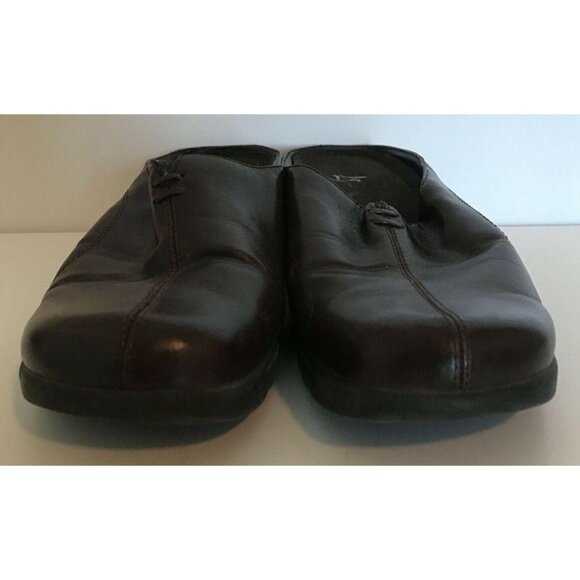 LiteStride Womens Brown Leather Slip On Clogs Casual Work Shoes Size 10 - Picture 3 of 6